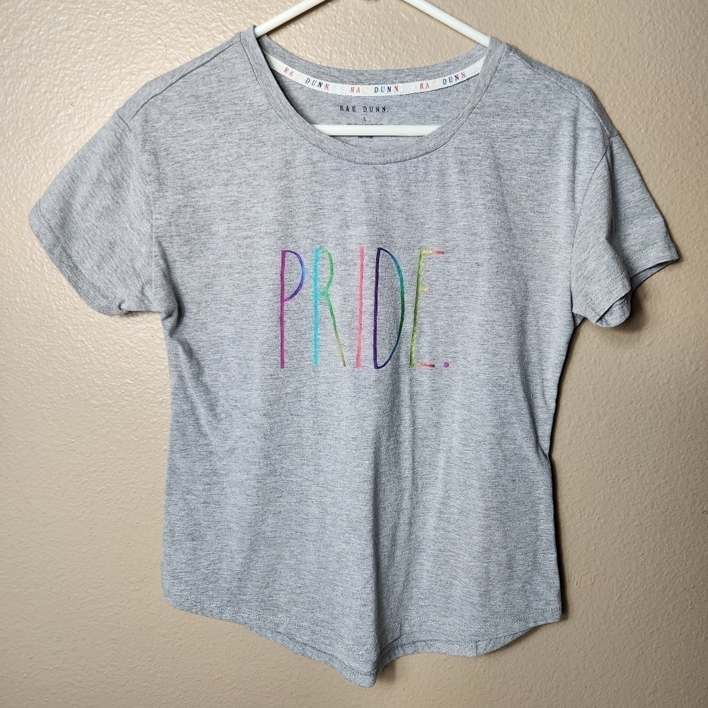 Rae Dunn Rainbow Pride Gray Heather Short Sleeve Tee-Size S